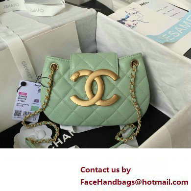 Chanel Lambskin & Gold-Tone Metal Small Messenger Bag AS4609 mint green 2024